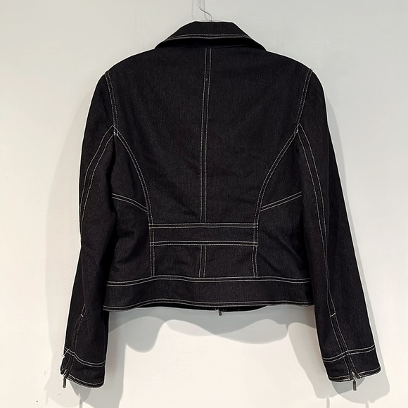 Bandolino Stretch‎ Denim Jean Jacket Blazer Women's 6 Black Zipper Front & Cuffs - Picture 6 of 7